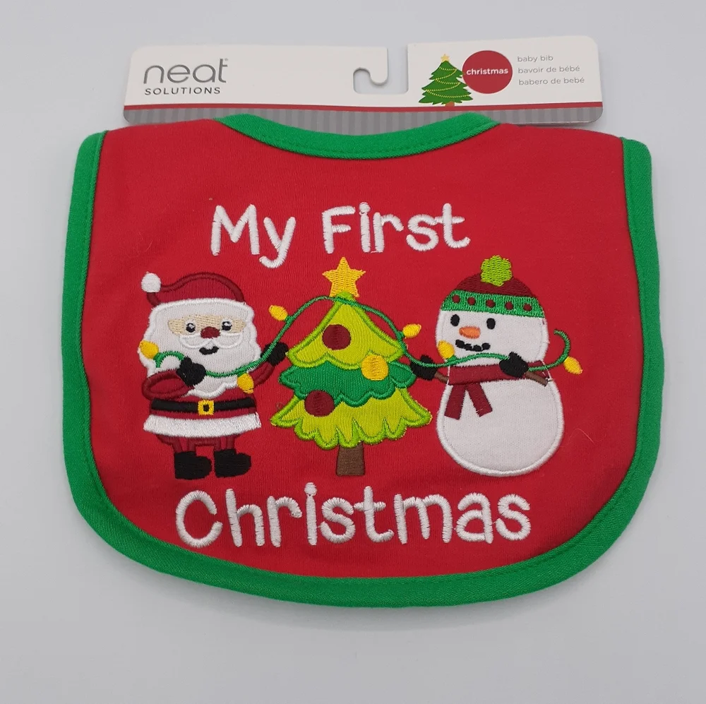 NWT CARTER'S BABY GIRL PLAID 3PC PANTS VEST BODYSUIT SET SIZE 6M + XMAS BIB